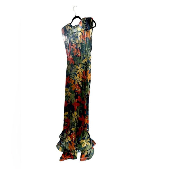 NWT Bronx and Banco Tropics Ruffle Wrap Maxi Dress - Picture 6 of 9